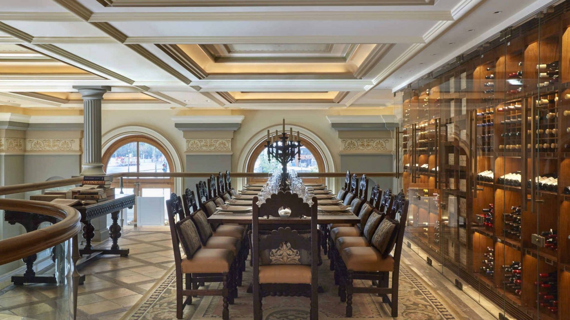 The Wine Library at GB Corner of the Hotel Grande Bretagne for private tastings and events rare wines original artwork